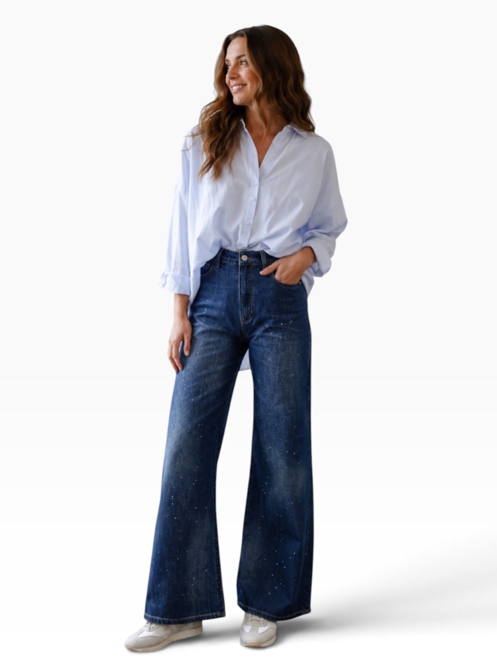 ANTHROPOLOGIE Pilcro The Annie Wide Leg Ultra High Rise Paint Splatter Jeans 28